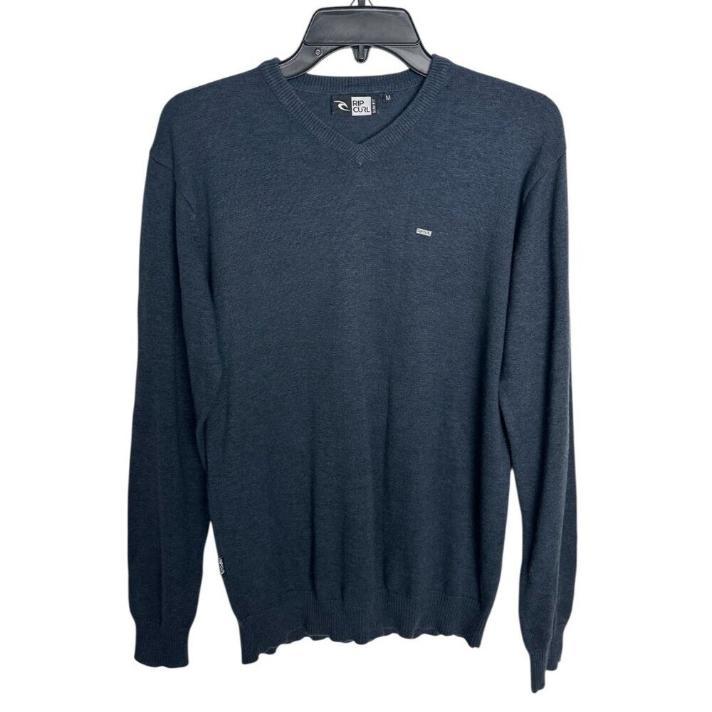 Rip Curl men's V-neck sweater Navy 100% Cotton Size M Slim Fit